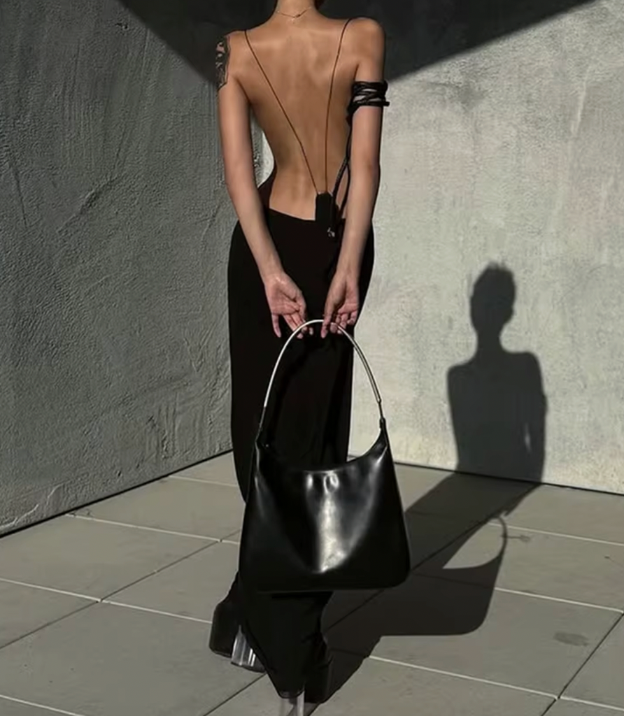 CUBBI DRAPED OPEN BACK DRESS