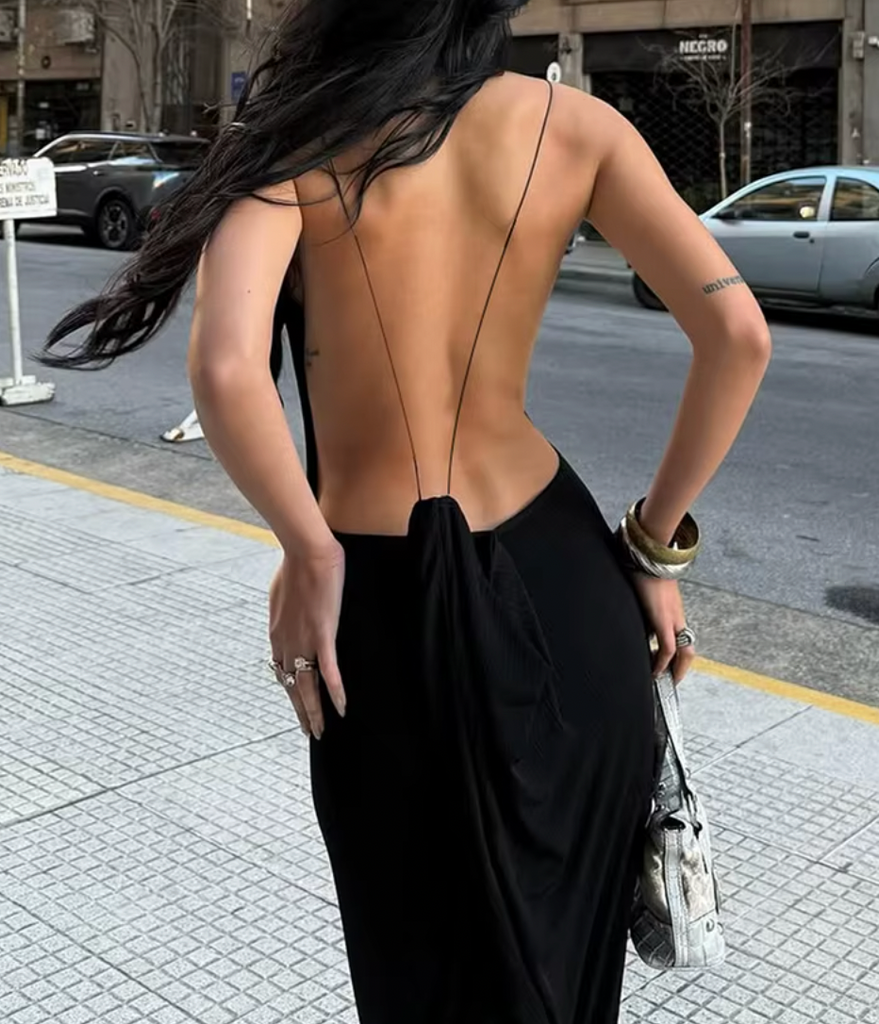 CUBBI DRAPED OPEN BACK DRESS