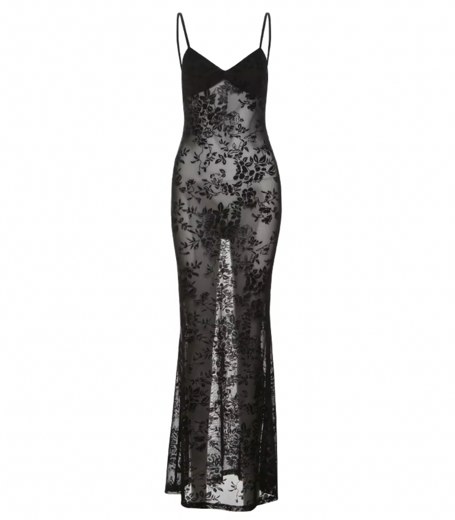 DIAYNE BLACK SHEER LACE MAXI