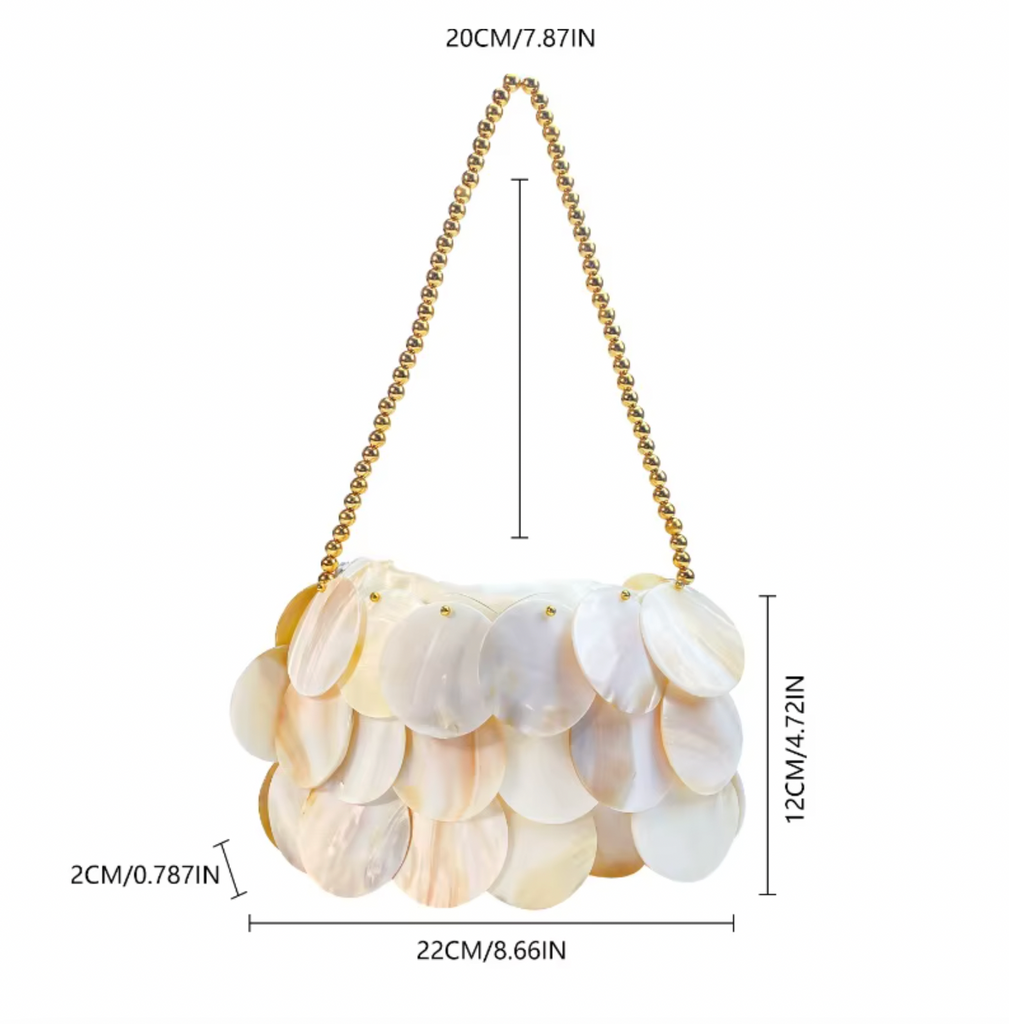 ISLA MOTHER OF PEARL DISC SHOULDER BAG