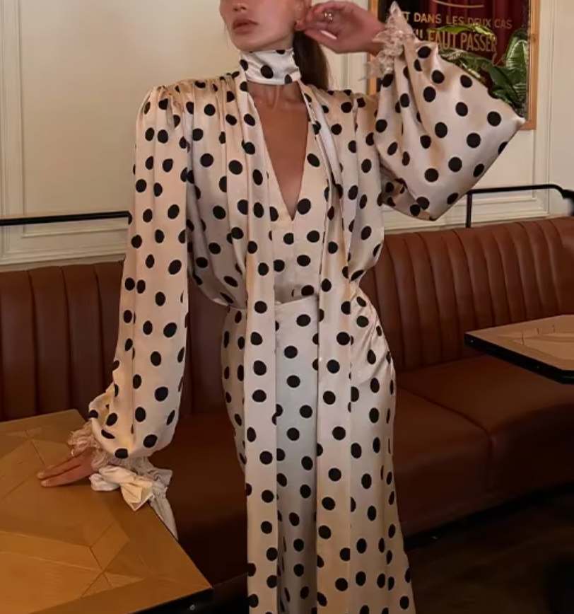 CAMILLE POLKA DOT 2 PC TOP & SKIRT SET