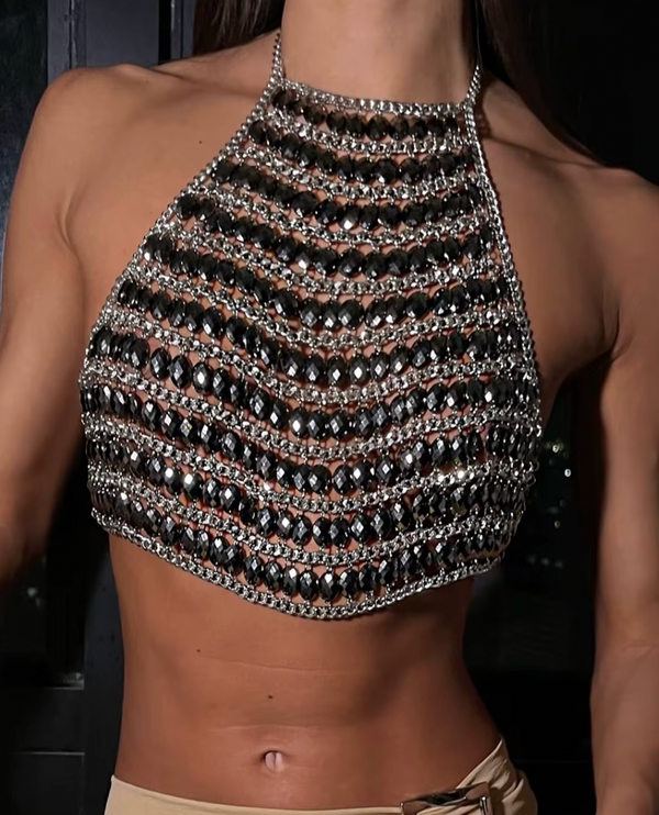 AURORA CRYSTAL HALTER TOP