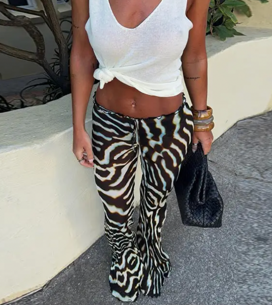ARIA ZEBRA PRINT CHIFFON TOP AND PANT SET