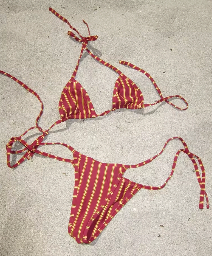 RILEY STRIPE TIE-SIDE BIKINI SET