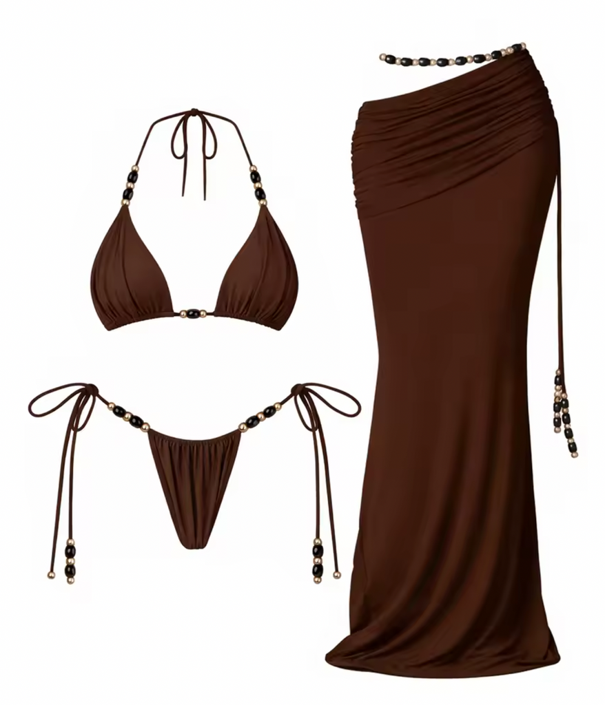 ZAYNE BEADED BIKINI SET W SKIRT