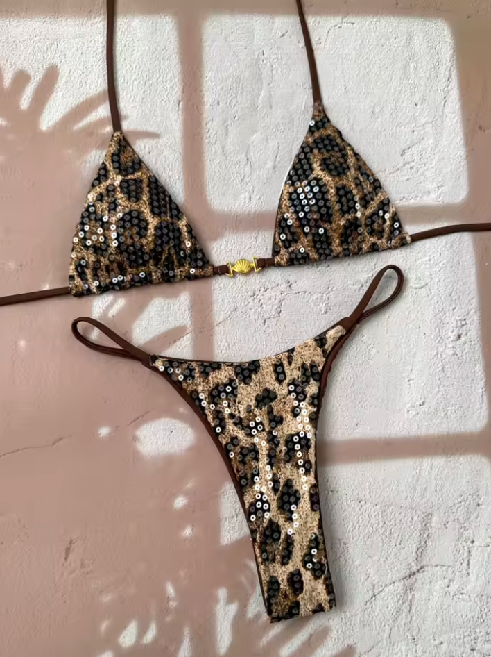 SAVANNAH SEQUIN LEOPARD BIKINI SET