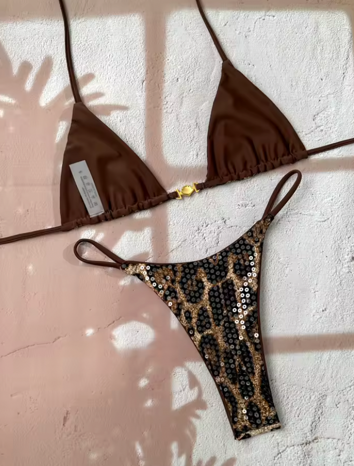 SAVANNAH SEQUIN LEOPARD BIKINI SET