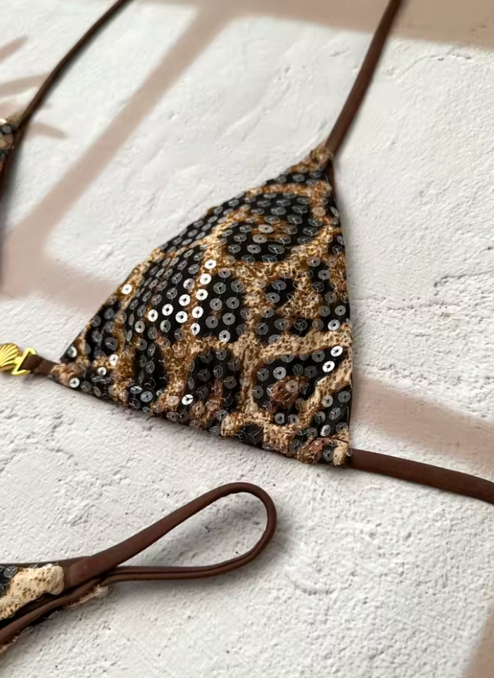 SAVANNAH SEQUIN LEOPARD BIKINI SET