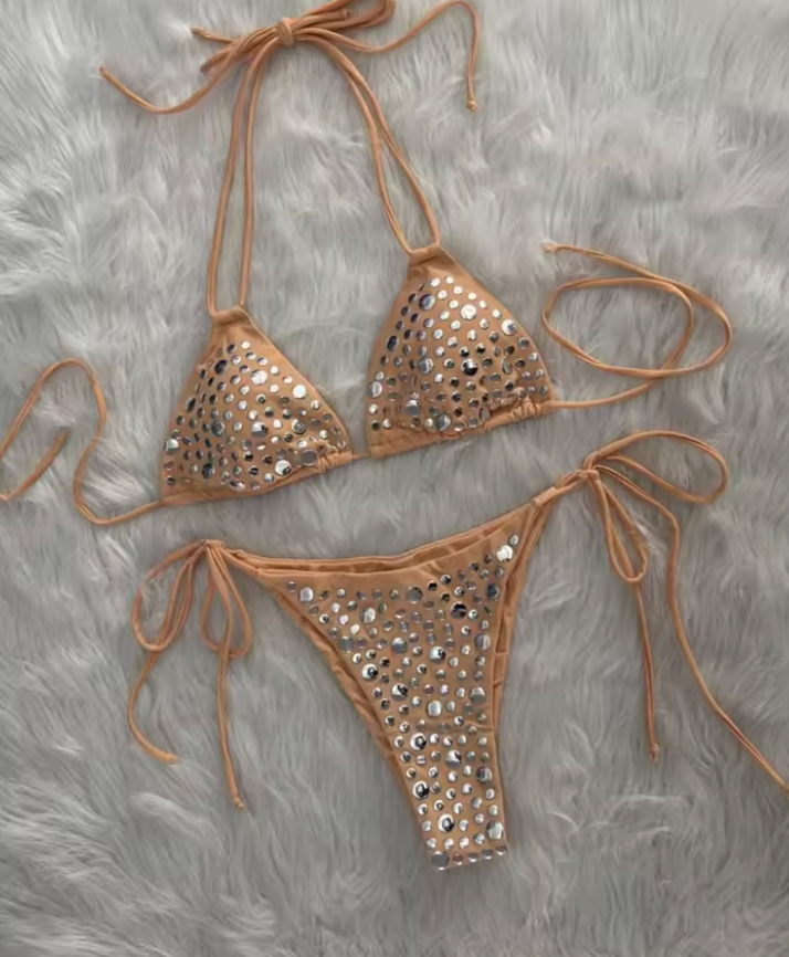 ONYX STUDDED STRING BIKINI SET