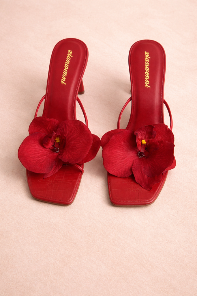 IRIS FLORAL STRAPPY HEELS