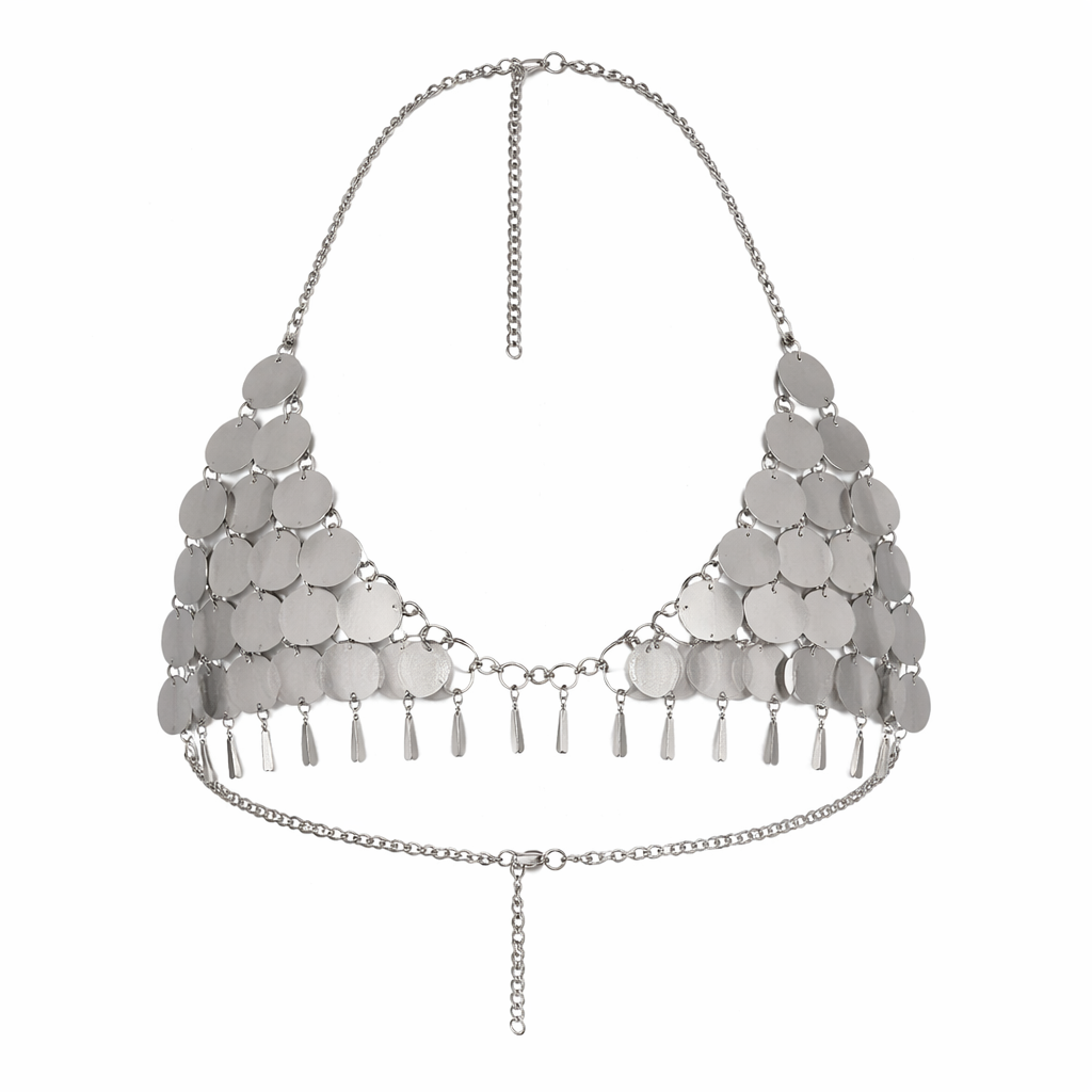 LUNA SILVER CHAINMAIL SEQUIN BRALETTE
