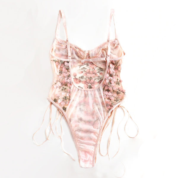 JAS EMBROIDERED FLORAL BODYSUIT LINGERIE | BRIDAL LINGERIE